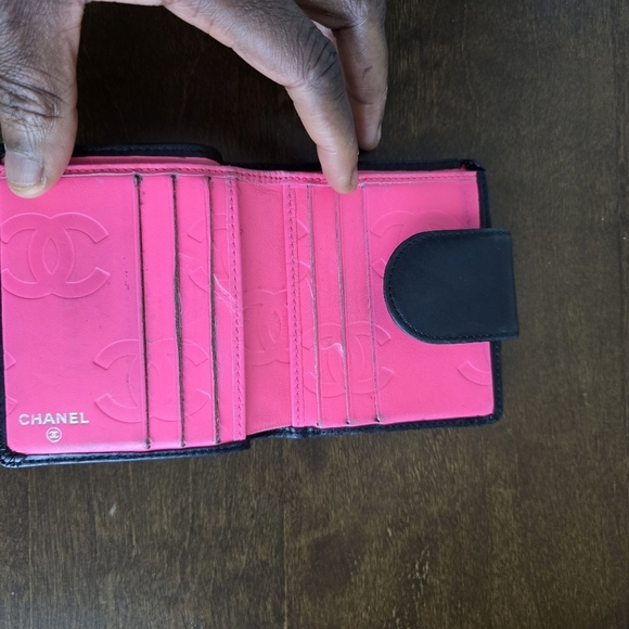 Authentic Chanel Quilted Lambskin Black Pink Wallet Women Coin Pouch Luxury - Picture 8 of 16